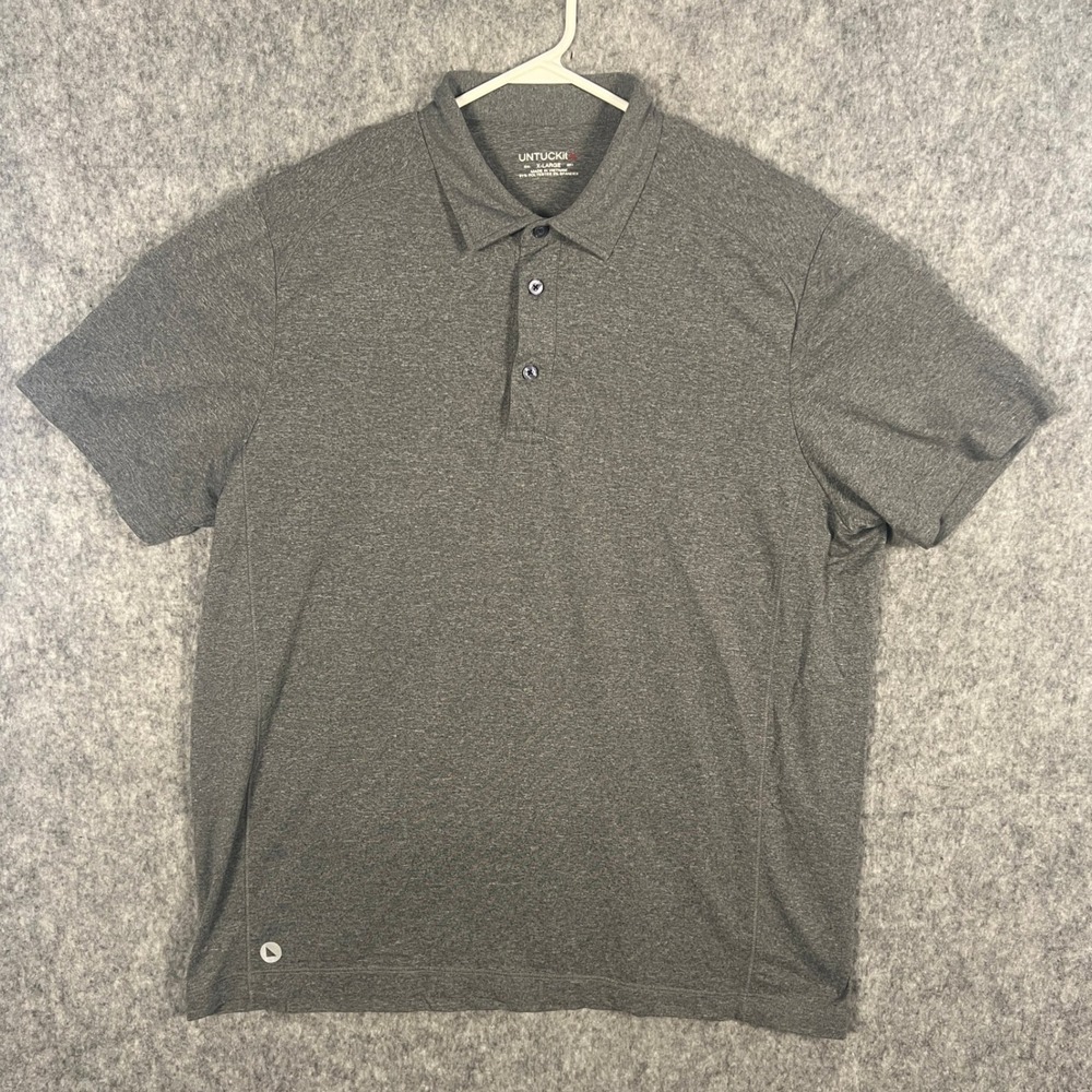 UNTUCKit Men's XL Gray Heather Performance Stretch Short Sleeve Polo Shirt